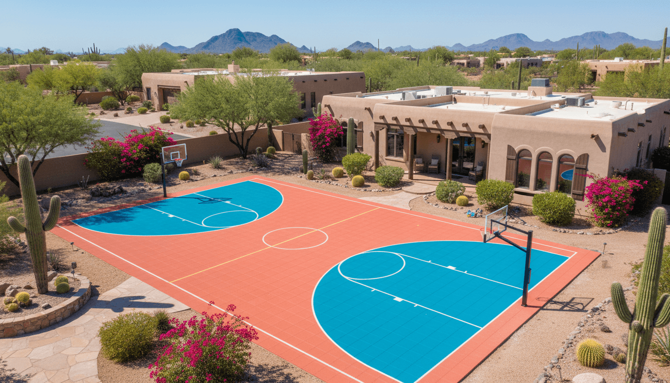 A completed sports court builder job at a house